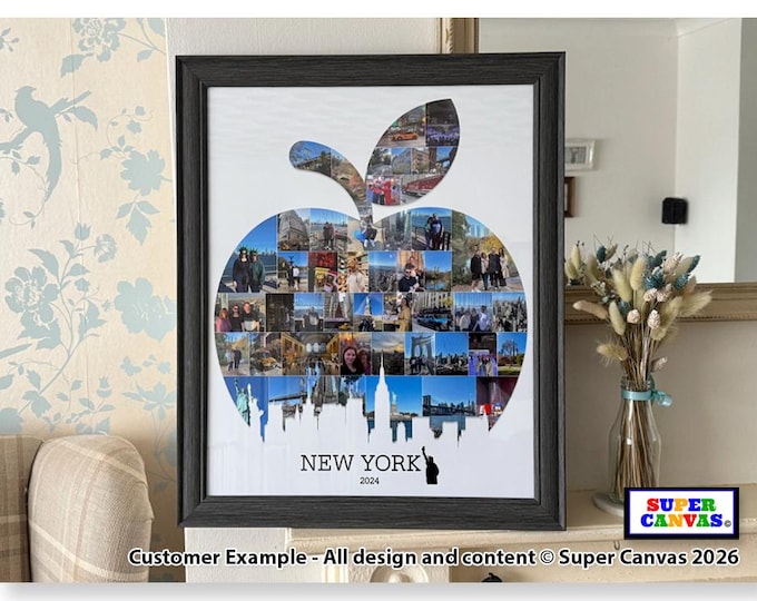New York Big Apple City Family Holiday Travel Picture Photo Board Collage Wall Art Framed Canvas & Photo Print Birthday Anniversary Gift