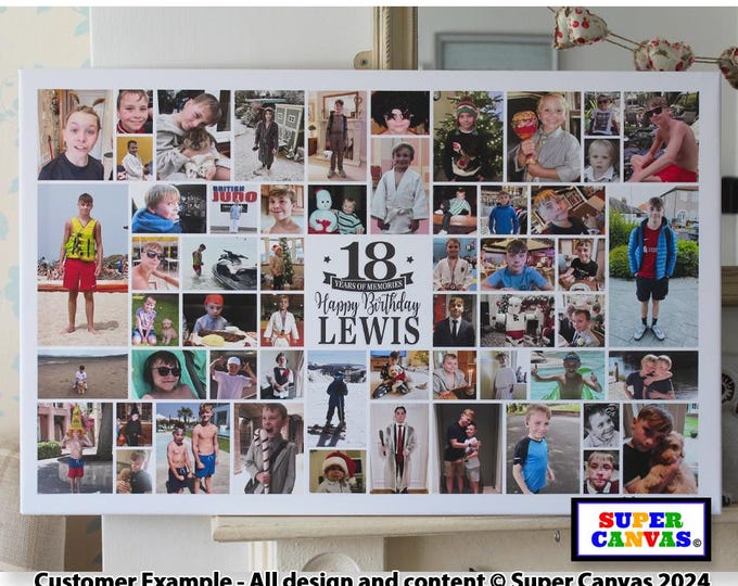 Birthday Memories Any Age Wife Husband Friend Son Daughter Personalised Picture Photo Birthday Party Display Board Framed Canvas Print Gift