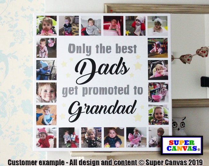 Grandad Dad Handmade Personalised Custom The Best Dad Grandad Quote 20 Picture Photo Framed Wall Art Canvas Photo Print Birthday Card Gift