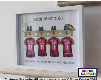 Family Rugby Team Grandparents Grandchildren Personalised Family Rugby Shirts Picture Framed Custom Print Handmade Christmas Birthday Gift