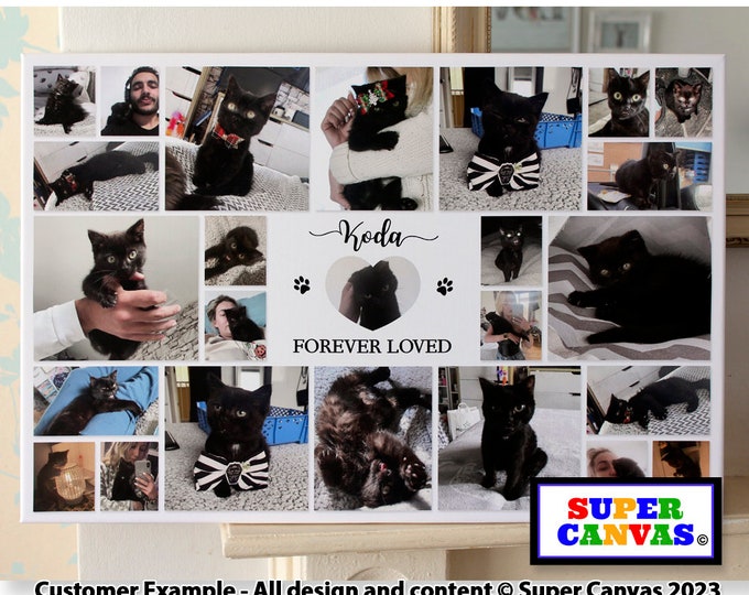 Pet Cat Dog Custom Pet Portrait 31 Picture Photo Frame Collage Board Framed Canvas -Photo Print Cat Dog Rainbow Bridge Memorial Gift