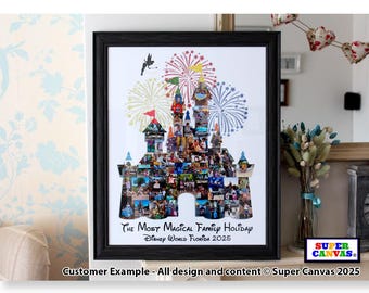 Disneyland Paris Florida Castle Shape Personalised Custom Photo Picture Board Collage Montage Framed Print & Canvas Print Options Gift