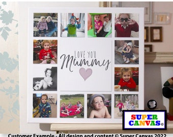 Handmade Mummy I Love You Personalised Custom Framed Mum Mummy 12 Picture Photo Frame Wall Art Canvas Print Birthday Mothers Day Card Gift