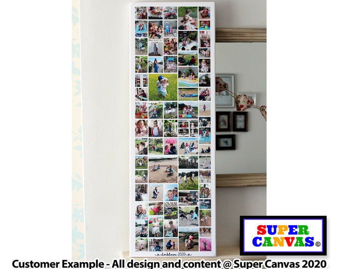 Custom 70 Picture Multi Photo Collage Display Board Family Wedding Holiday Unique Wall Art Framed Canvas Photo Print Birthday Wedding Gift