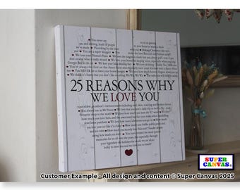 25 Reasons Why We Love You Personalised Custom Framed Canvas Print Handmade Mum Nana Daughter Wife Sister Friend Birthday Christmas Gift