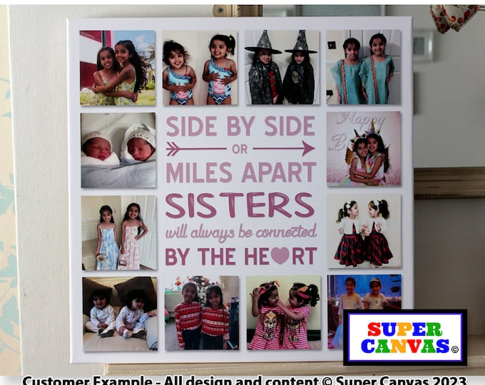 Sister Brother Personalised Custom Sister Brother Twins Siblings Picture Photo Board Collage Framed Canvas Photo Print Birthday Unique Gift