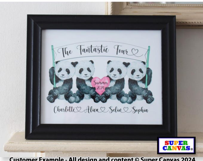 Panda Friendship Best Friend Personalised Picture Wall Art Framed Print Unique Gift for Best Friend Birthday Leaving New School Card Gift
