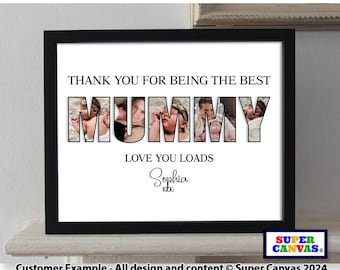 Mum Mummy Grandma Nanny Sister Nana Best Friend Daughter Personalised Handmade Photo Word Art Custom Framed Family Photo Print Birthday Gift