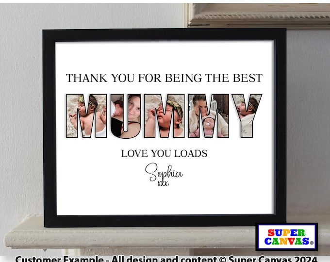 Mum Mummy Grandma Nanny Sister Nana Best Friend Daughter Personalised Handmade Photo Word Art Custom Framed Family Photo Print Birthday Gift