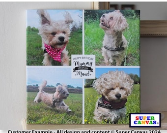 Dog Puppy Custom Pet Portrait 4 Picture Photo Frame Wall Art Framed Canvas Print Personalised Dog Mum New Puppy Birthday Gift from Dog Puppy