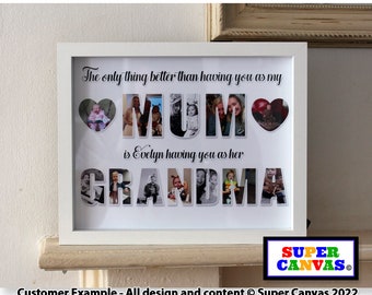 Mum Nana Grandma Personalised Photo Word Art Custom Framed Family Print Handmade Gift for Mum Grandma Nana Mother in law Birthday Gift