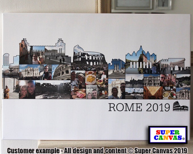 Rome Italy City Skyline Custom Shape Travel Holiday Map Picture Photo Display Board Collage Wall Art Framed Canvas & Photo Print Option Gift