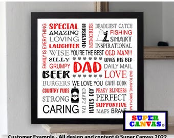 Dad Daddy Grandad Brother Son Husband Friend Customised Word Art Framed Print Unique Handmade Thank you Fathers Day Birthday Gift for him