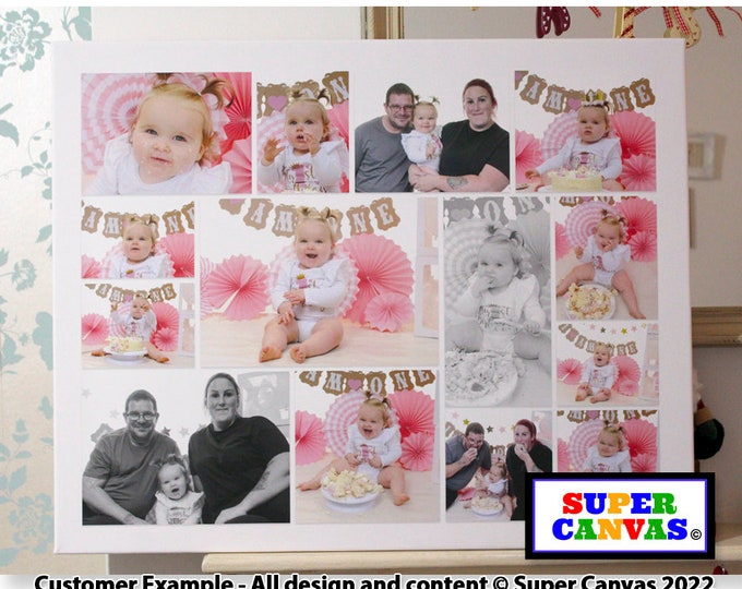 Custom 14 Picture Family Holiday Travel Wedding New Baby Friend Mum Dad Birthday Photo Collage Board Wall Art Framed Canvas Photo Print Gift