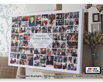 Celebration of Life Mum Dad Daughter Sister Brother Son Wife Husband Memorial Funeral 100 Picture Photo Display Board Framed Canvas Print