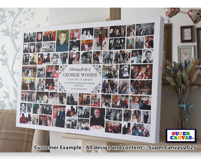 Celebration of Life Mum Dad Daughter Sister Brother Son Wife Husband Memorial Funeral 100 Picture Photo Display Board Framed Canvas Print