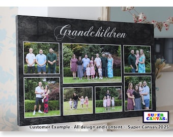 Grandchildren Personalised Grandparents 7 Picture Photo Collage Framed Canvas Print Mum Dad Parents Grandad Nana Christmas Birthday Gift