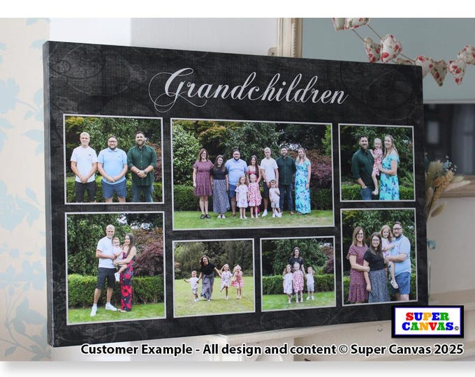 Grandchildren Personalised Grandparents 7 Picture Photo Collage Framed Canvas Print Mum Dad Parents Grandad Nana Christmas Birthday Gift
