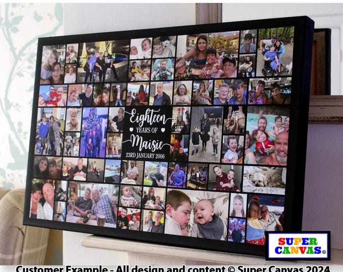 Happy 18th Birthday Personalised Picture Photo Party Display Board Framed Canvas Print Daughter Son Sister Brother Friend 18th Birthday Gift