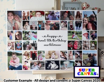Happy 16th Birthday Friend Daughter Son Sister Brother Personalised 16th Birthday Photo Party Display Board Collage Framed Canvas Print Gift
