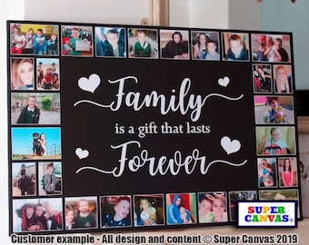 Family Forever Custom 28 Photo Picture Frame Collage Framed Canvas Family Photo Print Mum Dad Friend Grandparent Wedding Birthday Gift
