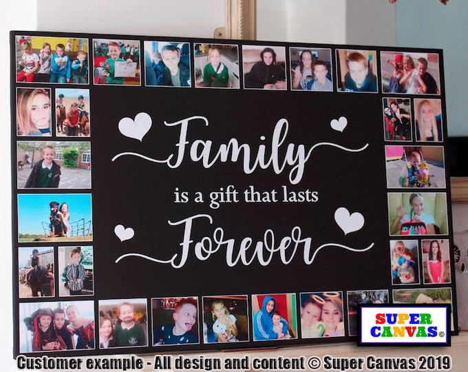 Family Forever Custom 28 Photo Picture Frame Collage Framed Canvas Family Photo Print Mum Dad Friend Grandparent Wedding Birthday Gift