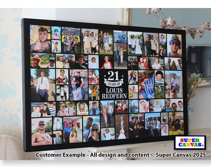 Happy Birthday Any Age Wife Husband Friend Son Daughter Personalised Picture Photo Birthday Party Display Board Framed Canvas Print Gift