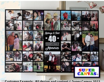 40th Ruby Wedding Anniversary 56 Picture Photo Collage Party Display Board Framed Canvas Print Wife Husband Parents Friend Grandparents Gift