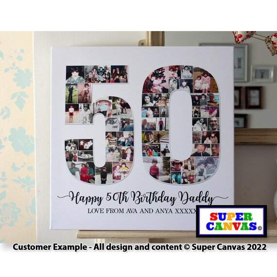 Personalised 50th Birthday Picture Frame Multi Photo Number Etsy