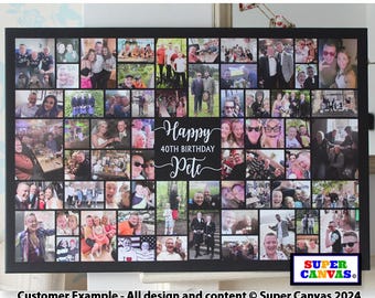 Happy 40th Birthday Friend Mum Dad Wife Husband Son Daughter 40th Gift 56 Picture Photo Collage Party Display Board Framed Canvas Print