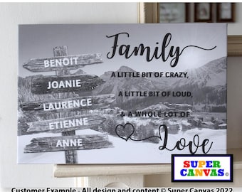 Family Street Sign Post Personalised with Names Picture Wall Art Framed Canvas Print Mum Dad Friend Husband Wife Christmas Birthday Gift
