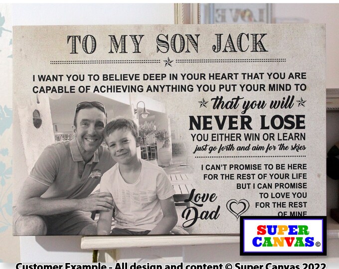 To My Son Personalised Son Photo Picture Wall Art Framed Canvas Photo Print Handmade Son Birthday Graduation Christmas Gift from Mum and Dad