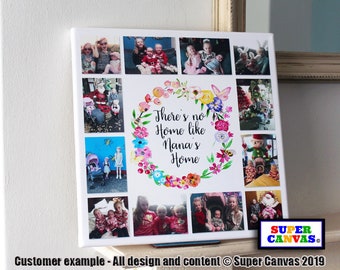 Nana Grandma Personalised Grandchildren 12 Photo Picture Collage Family Wall Art Framed Canvas Photo Print Grandparent Nannie Birthday Gift