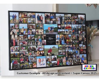 Happy Birthday Son Sister Wife Husband Daughter Mum Dad Birthday Personalised Picture Collage with up to 150 Photos Framed Canvas Print Gift