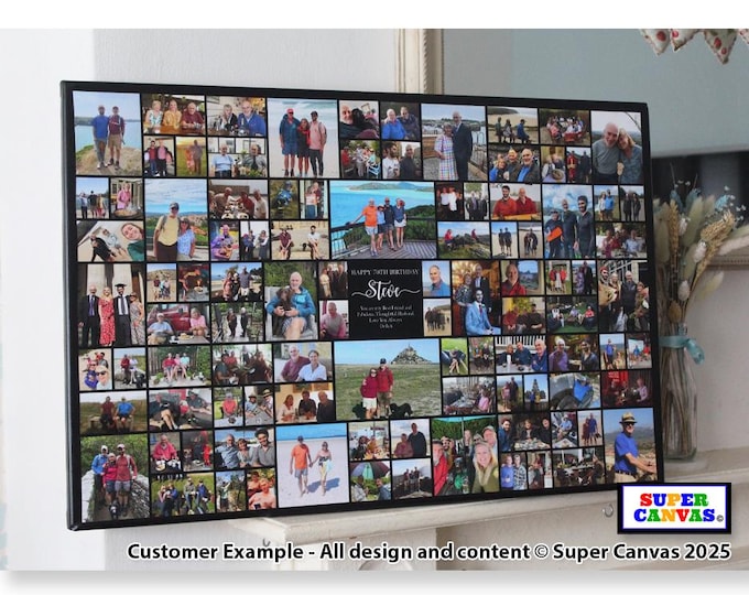 Happy Birthday Son Sister Wife Husband Daughter Mum Dad Birthday Personalised Picture Collage with up to 150 Photos Framed Canvas Print Gift
