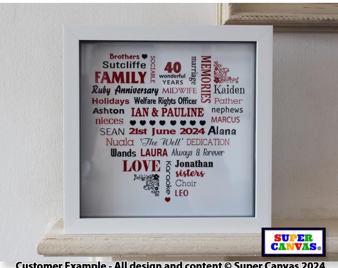 Couple Boyfriend Girlfriend Wife Husband Parents Friend Wedding Anniversary Word Art Personalised Custom Framed Typography Print Unique Gift