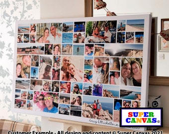Custom 65 Photo Family Holiday Wedding Travel Wall Art Hanging Photo Display Board Picture Collage Framed Canvas Photo Print Birthday Gift