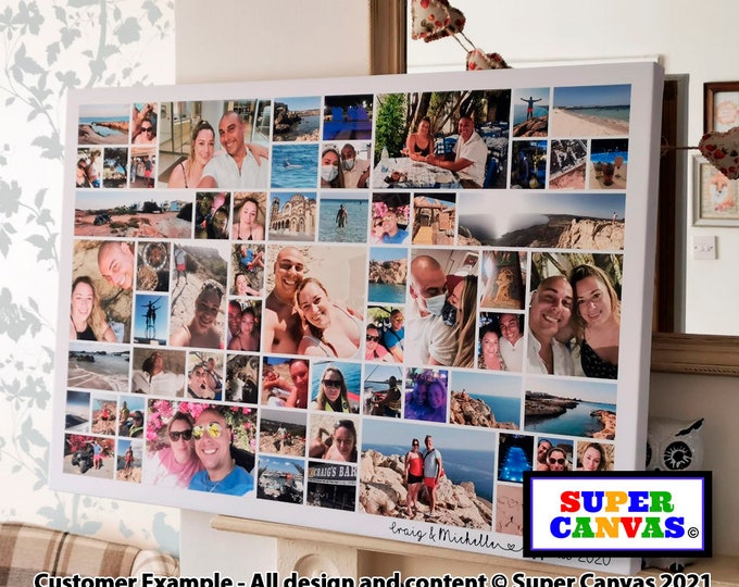 Custom 65 Photo Family Holiday Wedding Travel Wall Art Hanging Photo Display Board Picture Collage Framed Canvas Photo Print Birthday Gift
