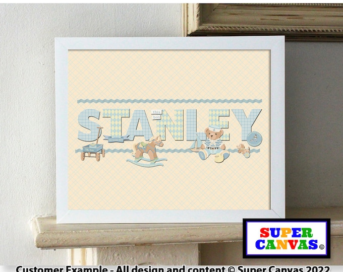 Baby Boy Newborn Son Brother Print Personalised with Name Birth Details Baby Picture Framed A4 Print Handmade Christening Birthday Gift Card