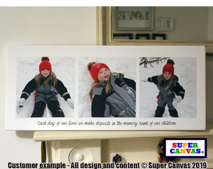 3 Photo Picture Family Couple Wedding Baby Grandchildren Photo Collage Display Board Wall Art Framed Canvas Print Birthday Christmas Gift