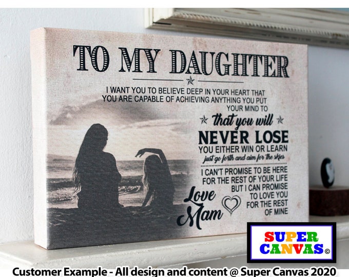 To My Our Daughter Word Art Personalised Daughter Word Art Picture Wall Art Framed Canvas Print Unique Handmade Birthday Gift from Mum & Dad