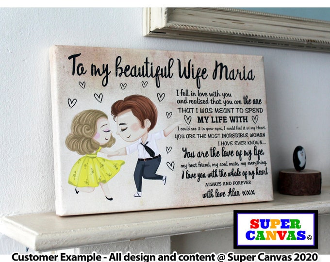 To My Wife Husband Girlfriend Boyfriend Custom Couple Picture Wall Art Framed Canvas Print Unique Handmade Wedding Anniversary Birthday Gift
