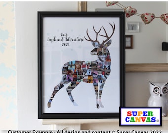 Lapland Deer Reindeer Christmas Holiday Frame Custom Shape Picture Unique Wall Art Collage Framed Print Framed Canvas Print Handmade Gift