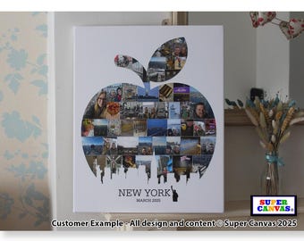 New York Big Apple City Family Holiday Travel Picture Photo Board Collage Wall Art Framed Canvas & Photo Print Birthday Christmas Gift