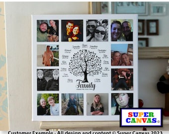 Family Tree Custom Photo Collage Personalised Handmade Family Wall Art Framed Canvas Print Mum Dad Grandparent Birthday Christmas Gift