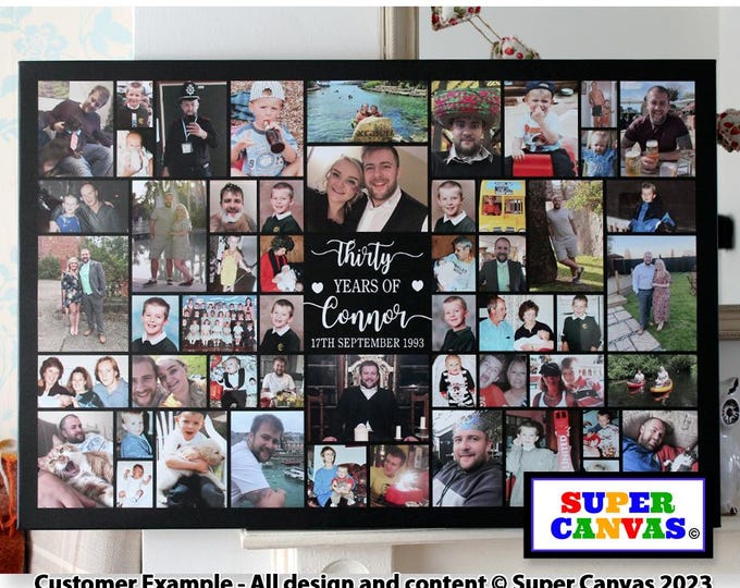 30th Birthday Personalised Son Daughter Husband Wife Friend Custom Handmade 30th Birthday Party Framed Photo Collage Board Canvas Print Gift