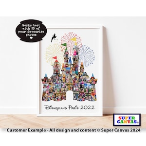 Disneyland Paris Florida Holiday Castle Shape Personalised Picture Photo Display Collage Poster A4 A3 Print Birthday Family Fathers Day Gift