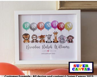 Personalised Custom Birthday Baby Son Daughter Grandson Granddaughter Jungle Animal Picture Framed Print 1st Birthday Card Handmade Gift