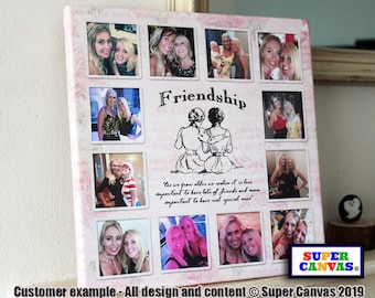 Handmade Friendship Best Friend Personalised Custom Framed Best Friend 12 Picture Photo Board Frame Collage Canvas Photo Print Birthday gift