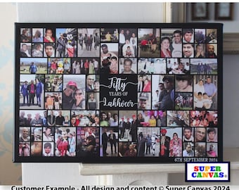 Happy 50th Birthday Personalised Mum Dad 56 Photo Party Display Board Picture Collage Wall Art Framed Canvas Photo Print Handmade 50th Gift